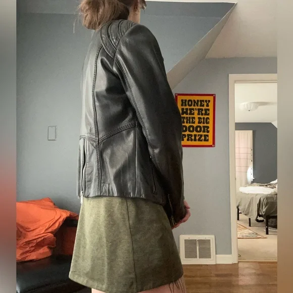 Vintage Neiman Marcus Genuine Leather Biker Jacket Coat Medium - Picture 8 of 10